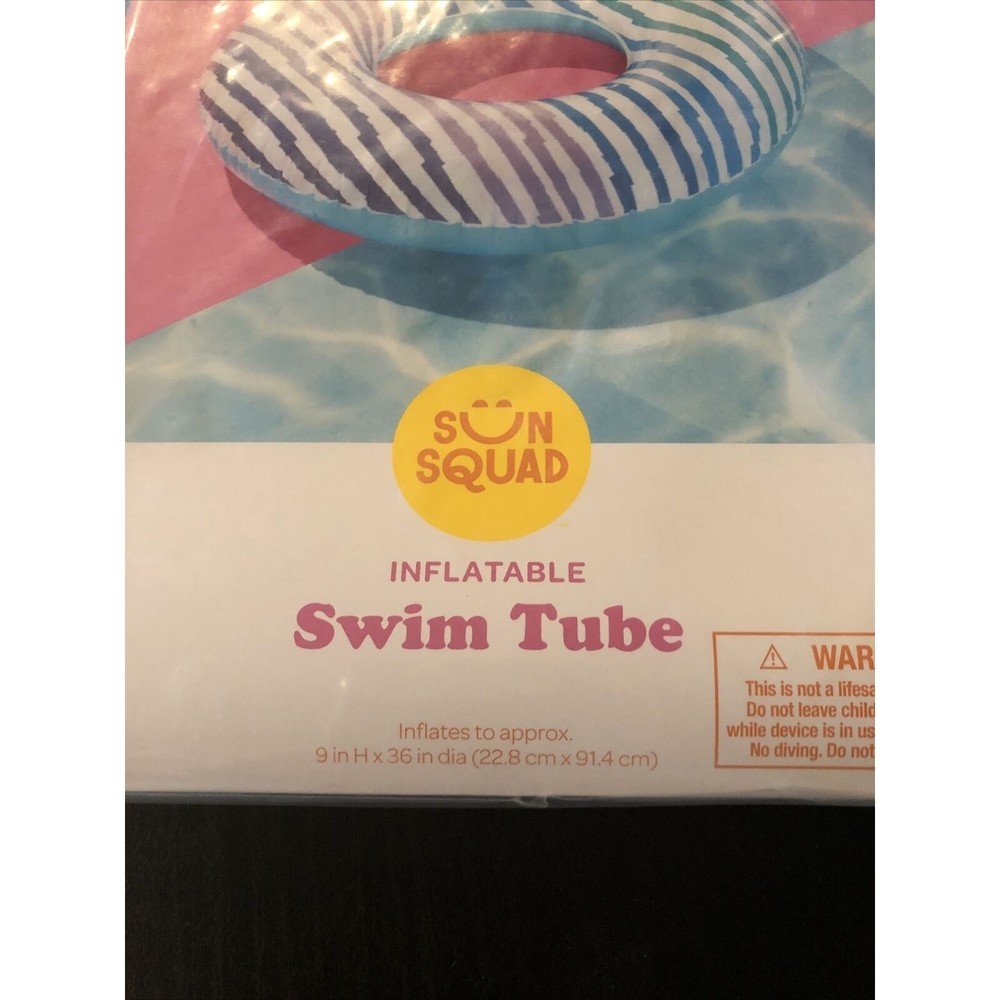 Swim Tube Blue & Purple Stripes Inflatable Sun Squad 36" Diameter Ages 6+ - Picture 2 of 4